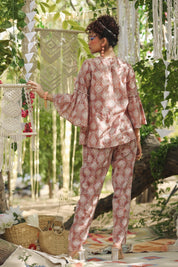 Women Cotton Floral Printed & Smocking Co-Ord Set