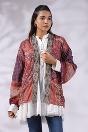 Women Multicolor Printed Embroidered Viscose Shrug