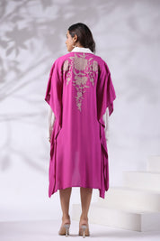 Women Pink Viscose Embroidered & Beads Work Shrug