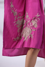 Women Pink Viscose Embroidered & Beads Work Shrug