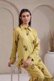 Women's Green Machine Embroidered & Hand Work Rayon Co-Ord Set