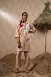 Women Viscose Cotton Printed & Embroidery Co-Ord Set