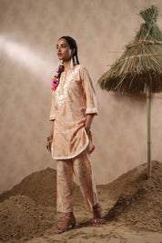 Women Viscose Cotton Printed & Embroidery Co-Ord Set