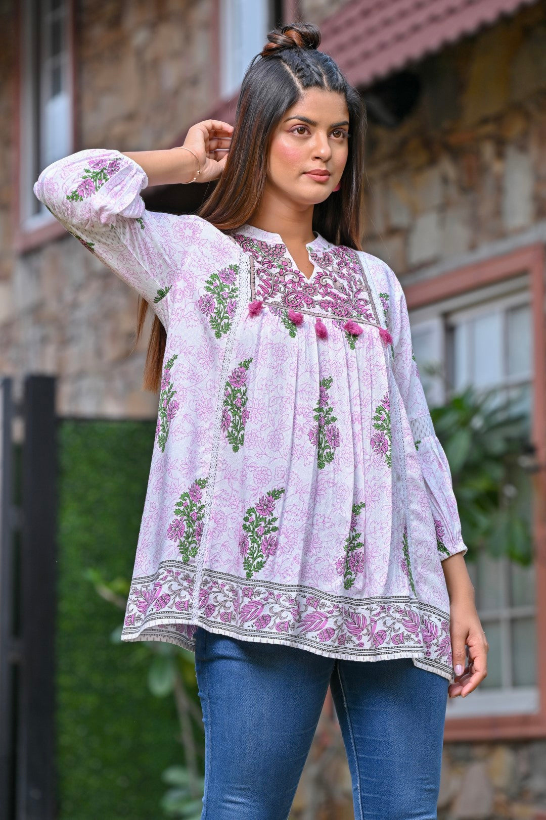 Women Cotton Printed & Embroidery Top