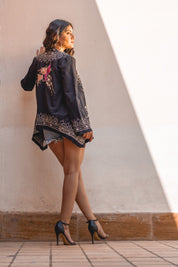 Women Cotton Embroidered Open Kimono Shrug