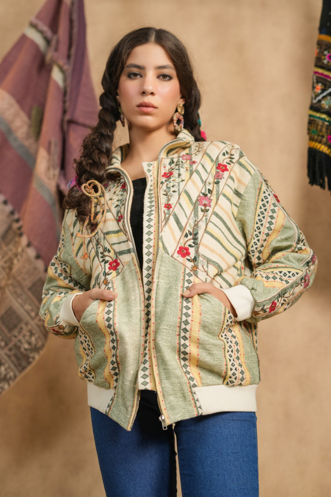 Women Women's Cotton Yarn-Dye Stripe Jacket