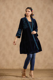 Women Velvet Embroidered with Mirror Work Jacket