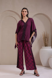 Women's Fuchsia Embroidered Rayon Co-Ord Set