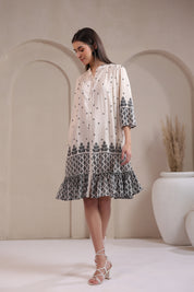 Women’s Black Printed Rayon Dress