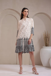 Women’s Black Printed Rayon Dress