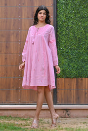 Pink Cotton Khadi Tunic For Women (Donda Tunic) - Nyaro 