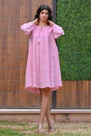 Pink Cotton Khadi Tunic For Women (Donda Tunic) - Nyaro 