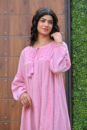 Pink Cotton Khadi Tunic For Women (Donda Tunic) - Nyaro 